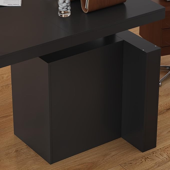 MOUMON 70.9” Electric Standing Desk with Drawer, Height Adjustable Executive Computer Desk with File Storage for Home Office, Sit Stand Desks, Black, 70.9”W x 31.5”D x 29.5”-44.1”H