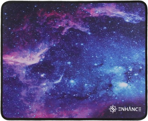 ENHANCE Small Gaming Mouse Pad - Anti-Fray Stitching, Non-Slip Base, Precision Tracking | 12.6 x 10.6 Inches, Galaxy