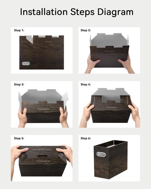 Oterri Cardboard File Organizer Box - Letter Size Hanging File Folders | 8-Pack Brown Wood Grain Print