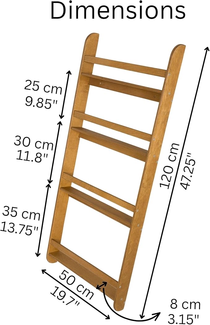 Montessori Wall-Mounted Bookshelf for Toddlers Toy Storage Shelf Organizer for Playroom and Classroom Floor Bookshelves for Kids Room (Oak, L, 4)