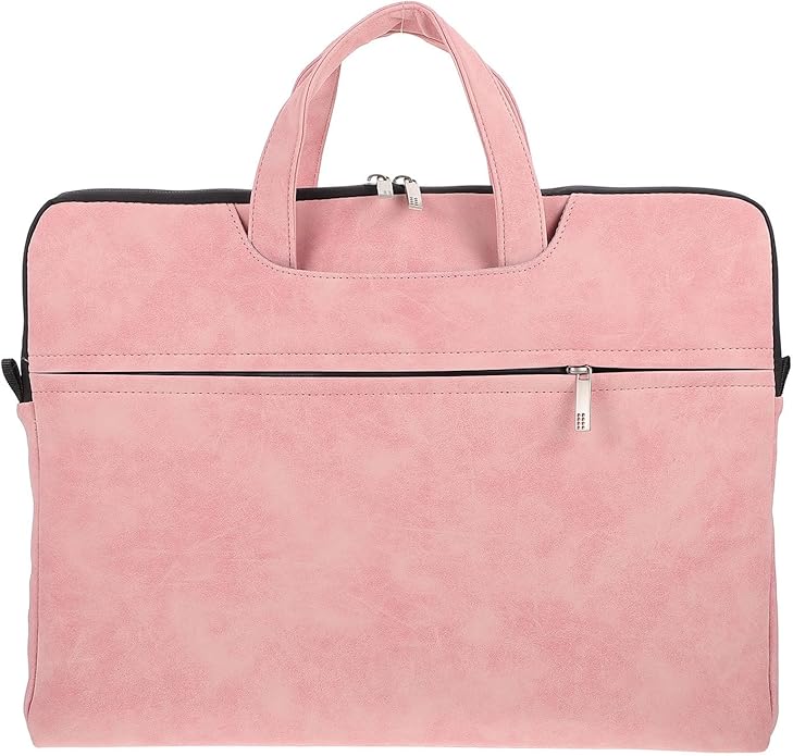 TOBBOMEY Portable Laptop Handbag for Women 15.6 Inch Pink Tablet Shoulder Bag with Adjustable Strap Waterproof Crossbody Computer Bag for Travel and Work