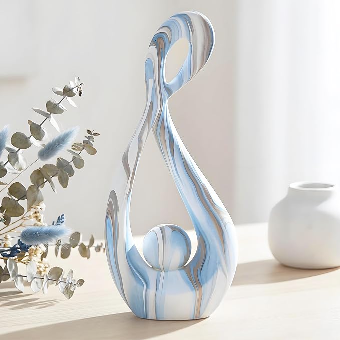 Blue Table Decor Sculptures Home Decor, Ceramic Statue Living Room Decoration, Abstract Art Sculpture Table Centerpieces, Modern Shelf Entryway Coffee Table Decor