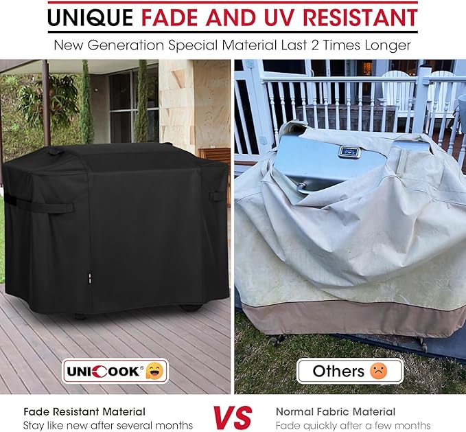 Unicook Griddle Cover Compatible with Weber 28 Inch Gas Griddle, 55" Grill Cover Compared to Weber 7771, Heavy Duty Waterproof 3 Burner Flat Top BBQ Protector with Hood, All Weather Protection, Black