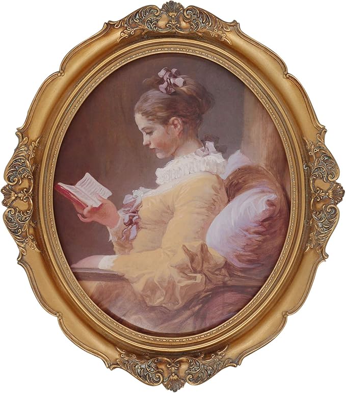 SIMON'S SHOP Vintage Picture Frames 8x10, Oval Photo Frame for Wall and Tabletop, Gold Home Room Decor