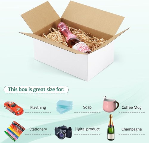 Eupako Small Shipping Boxes - 30-Pack White Corrugated Cardboard Mailers for Small Business Packaging