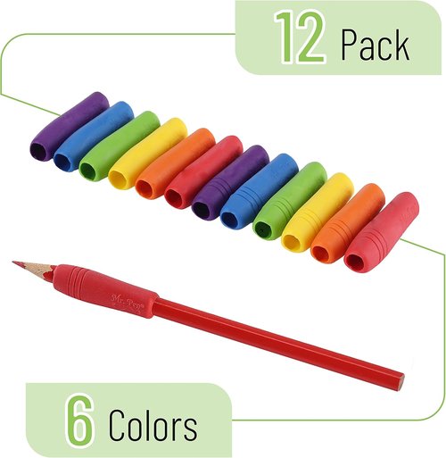 Mr. Pen Pencil Grips - Colorful Ergonomic Rubber Grippers for Adults | 12 Pack