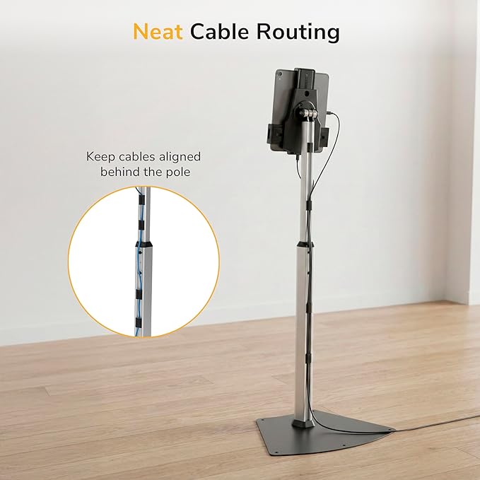 Mount-It! iPad Kiosk Stand, Anti-Theft Floor Stand with Lock, Height Adjustable Universal Tablet Kiosk for 7.9–11 Inch Tablets, Secure Commercial Tablet Stand for Retail & Business