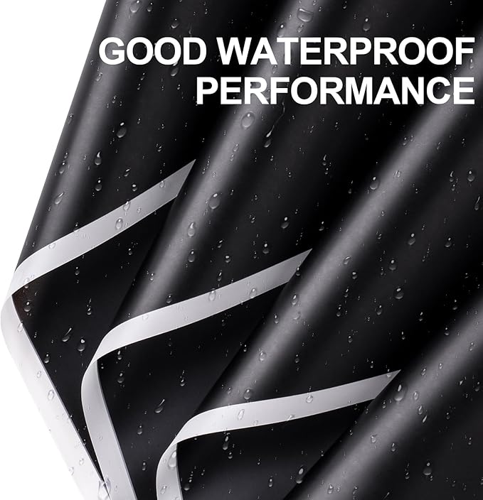 WRAPAHOLIC 20 Sheets Flower Wrapping Paper - 22.4 x 22.4 inch White Trim Black Water-Resistant Floral Bouquet Wrapping Paper, Florist Supplies Packaging Paper for Wedding Birthday Gift DIY