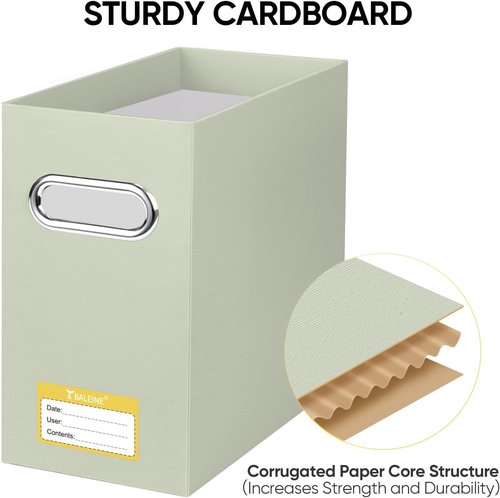 BALEINE File Organizer Box - Portable Collapsible Cardboard Folder Storage for Letter Size Documents | 2 Pack, Beige
