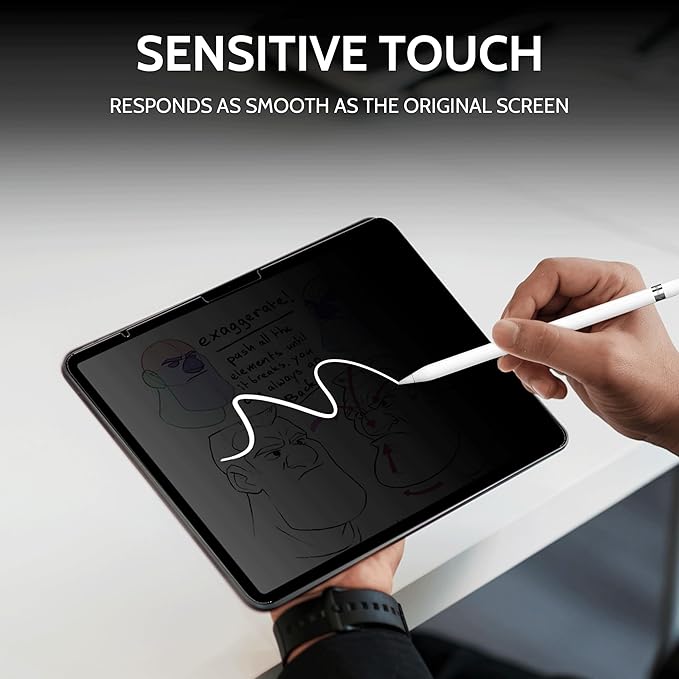 Peslv 360° Privacy Screen for iPad Air 13 Inch 2024/2025 (M2/M3, 6th/7th Gen), Anti Glare Blue Light Spy Filter Private Cover, High Sensitive Bubble-Free Easy Install Black Security Protector