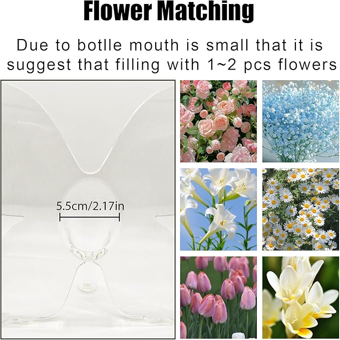 Butterfly Flower Vase - Clear Acrylic Vases for Flowers, Modern Single Rose Vase Home Decor, Unique Decorative Vases for Desktops Bookshelf Bedroom Wedding Housewarming Gifts