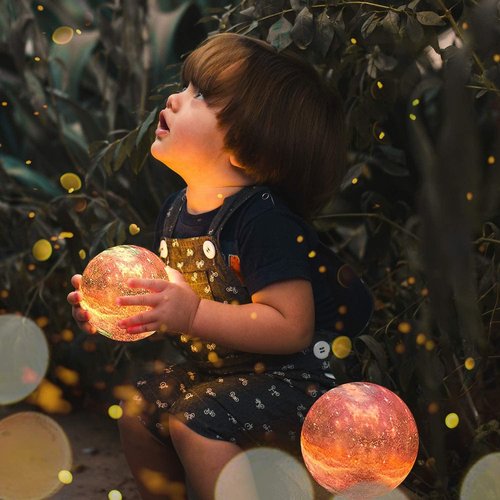 Moon Lamp - 3D Printing Galaxy Night Light with 16 Colors, Remote Control & USB Rechargeable | 4.8 Inch Home Decor Gift