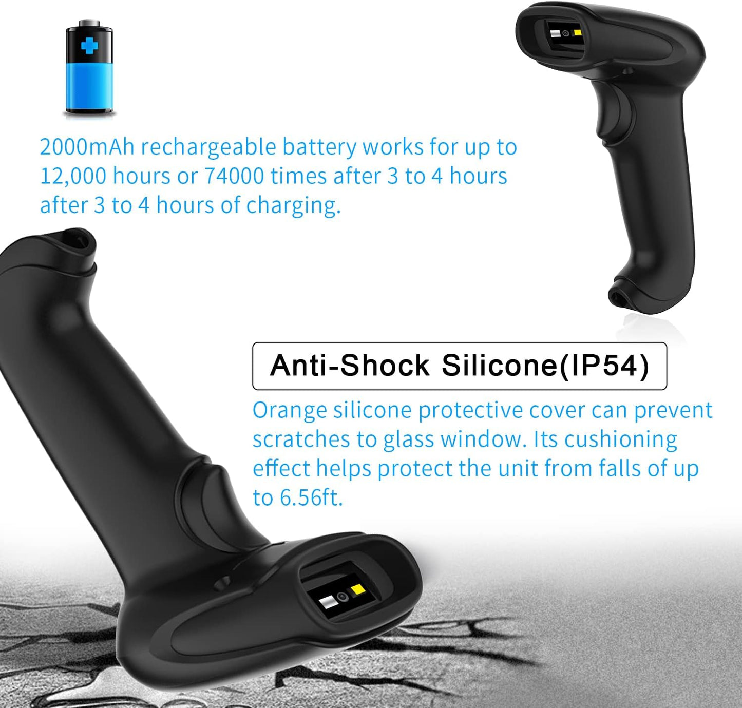Skiennix USB Wireless Barcode Scanner - Ergonomic Design with Stand for Easy Scanning