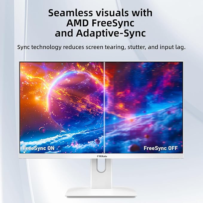 27” White Monitor，QHD (2560x1440P) 180Hz 100% sRG Computer Monitors，IPS Panel, 3Sides Frameless, Flicker-Less,Blue Light Filter, for Office & Gaming (DP,HDMI)