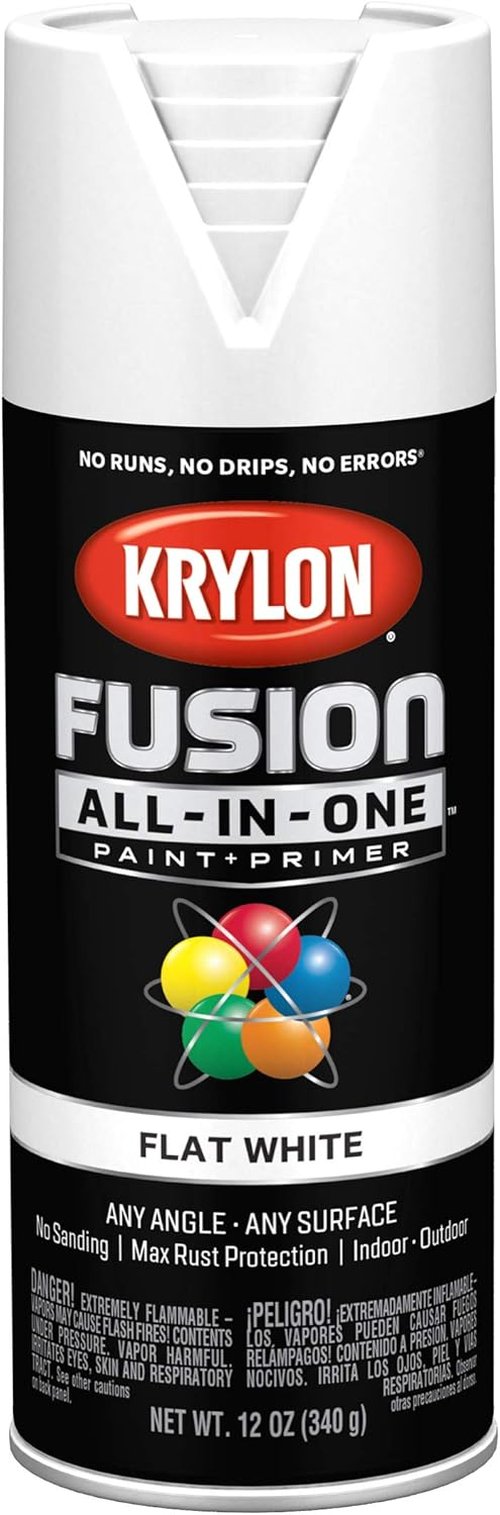 Krylon Fusion All-In-One Spray Paint - Indoor/Outdoor Adhesive, 12 oz, White Finish