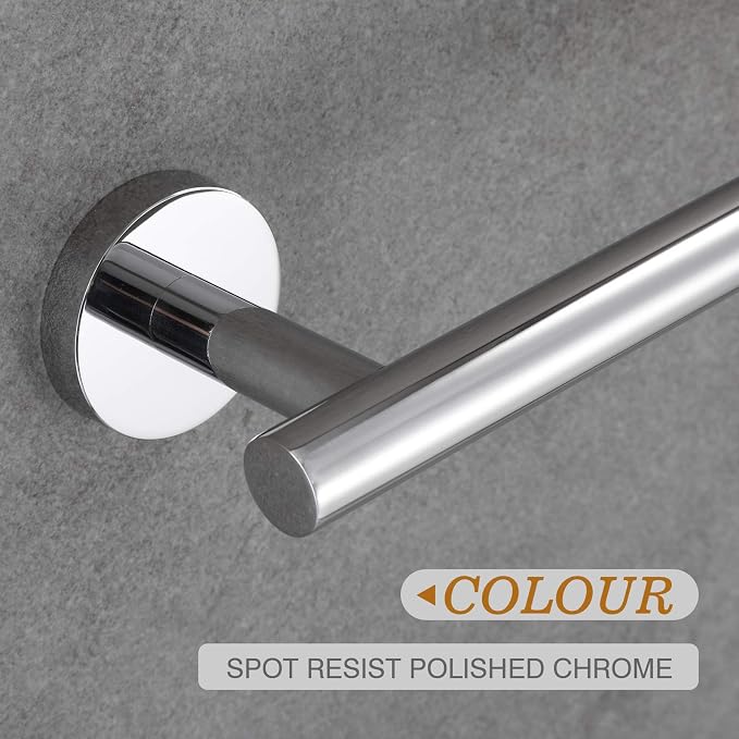 USHOWER Polished Chrome Hand Towel Bar, 9-Inch Towel Racks for Bathroom Wall-Mounted, SUS304 Stainless Steel Towel Rod (Total Length 11-Inch)
