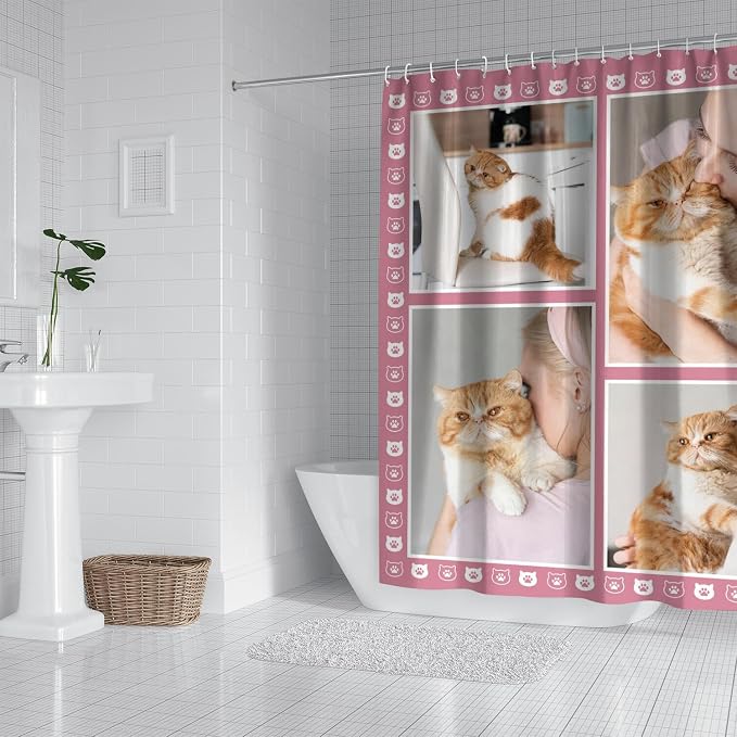 Personalized Shower Curtain Set Custom Photo Shower Curtains Modern Minimalist Home Bathroom Curtain Decor with 12 Hooks 72 Inch Wide * 84 Inch High
