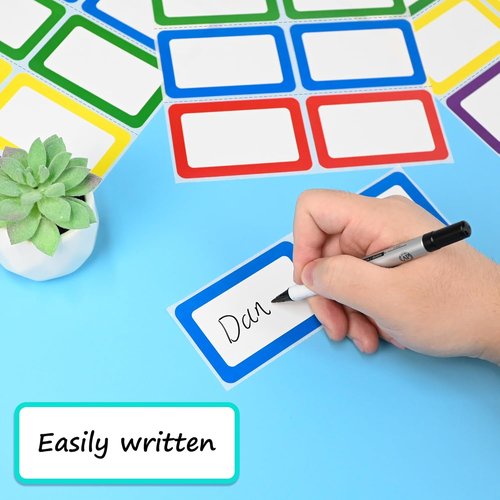 L LIKED Name Tag Stickers - 200 Blank Labels with Perforated Lines | 3.5" x 2.25" for School & Office