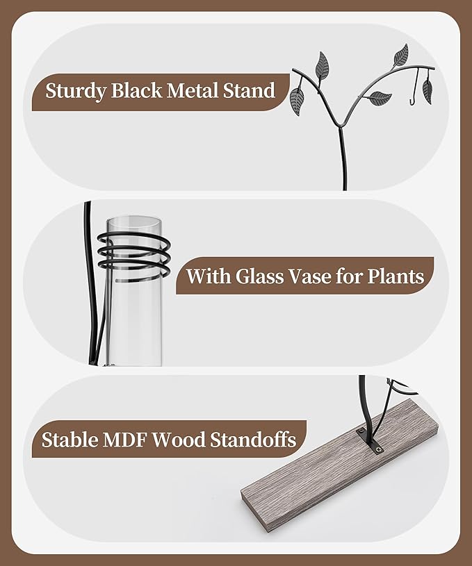 Afuly 4x6 Picture Frame Family Picture Frames with Glass Bud Vase for Plants Flowers, Rustic Floating Frame with Double Glass Tabletop Display Anniversary Wedding Mothers Day Birthday Gifts