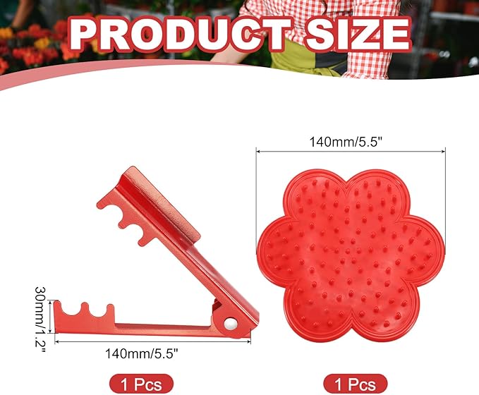 HARFINGTON 2pcs Rose Thorn Stripper Tool Set 5.5" Metal PVC Flower Thorn Leaf Remover Flower Stem and Leaf Stripping for Gardening Home Florist Arrangement, Red