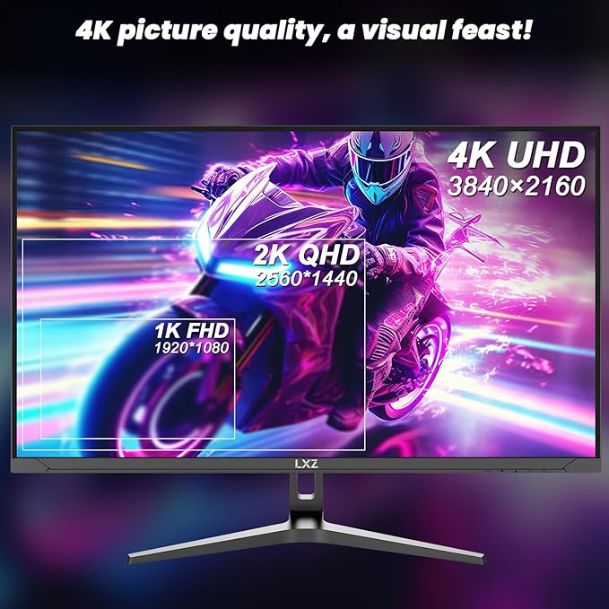 LXZ 32" 4K Monitor UHD 3840 x 2160, VA Panel, AMD FreeSync Premium, 178° Viewing Angle, 100% sRGB, 3500:1 Contrast Ratio, Compatible with Wall mounting 75 x 75MM