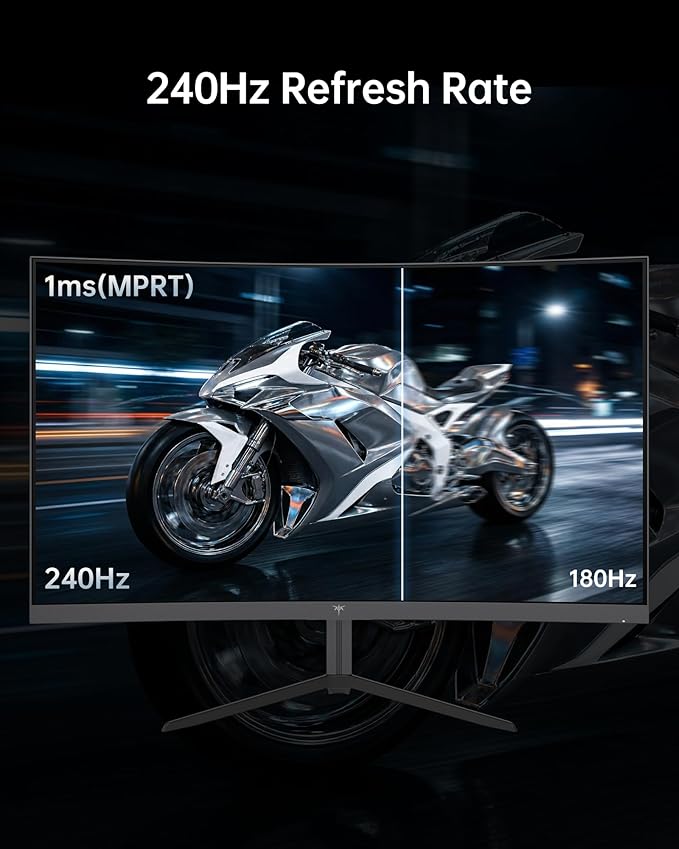 KTC 24 Inch Curved 240Hz Gaming Monitor, FHD 1500R Curved Computer Monitor 1080P, 3000:1 Contrast, Adaptive Sync, HDR, MPRT 1ms, HDMI DisplayPort, Low Blue Light, Tilt, VESA Mount, H24S17P