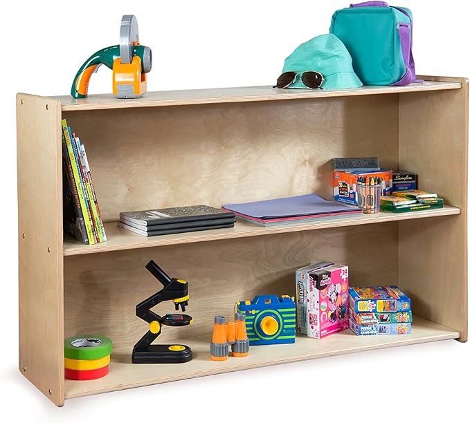 Contender Daycare Shelves for Kids, Bookcase with 2 Shelves for Storage, Wood Furniture for Toddlers, Children, Montessori, Classroom, 47-inch Width