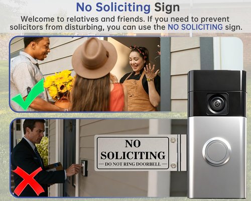 Regine Switzerland Metal Doorbell Cover - Flipable No Soliciting Sign for Front Door | Easy to Mount, Ideal Gift for Home Offices