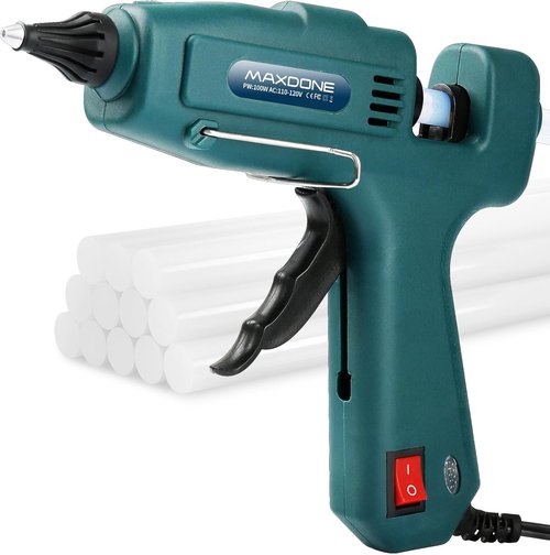 MAXDONE Hot Glue Gun Kit - Heavy Duty 100W Full Size Craft Glue Gun with 12 Glue Sticks (0.43" x 8")