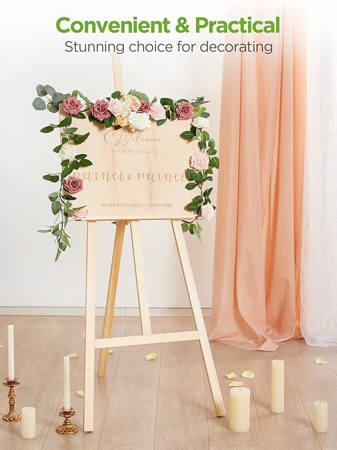 InnoGear Artificial Flowers, 50 Pcs Shades of Dusty Foam Fake Roses Bulk with Stems for Decoration DIY Wedding Bouquets Centerpieces Bridal Shower Party Christmas Tree