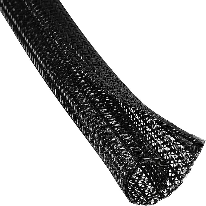 1/4" x 100ft Black Cable Sleeve Protector - Split Wire Loom Tubing for USB/Power/AV Cords, Pet-Proof Chew-Resistant Cover for Cats & Dogs, Flexible Cord Organizer (Black)