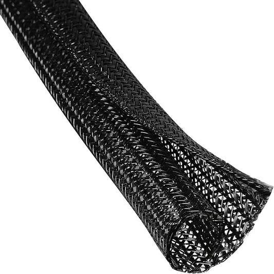 1/4" x 100ft Black Cable Sleeve Protector - Split Wire Loom Tubing for USB/Power/AV Cords, Pet-Proof Chew-Resistant Cover for Cats & Dogs, Flexible Cord Organizer (Black)