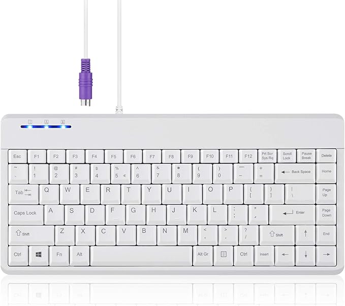 Perixx PERIBOARD-409PW Wired PS2 Mini Keyboard - 12.36x5.75x0.79 inches Dimension - White - US English Layout,PB-409PWUS-11829