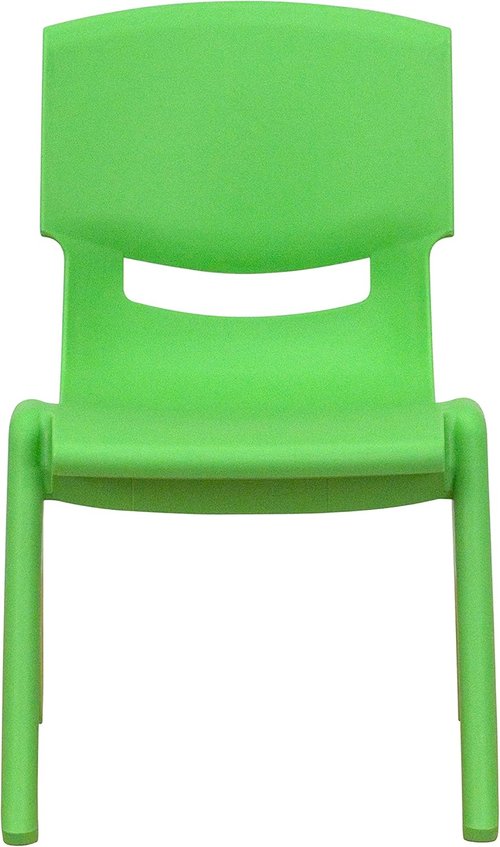 Emma + Oliver Stackable Preschool Chairs - 4 Pack Green Plastic Design, 10.5" H Seat