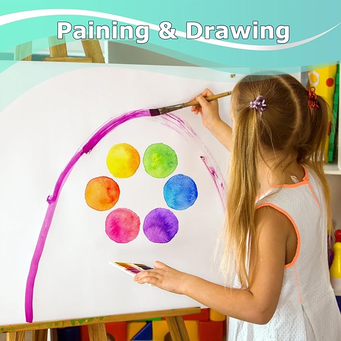 Vanhench 36"x1500"(125') White Wrapping Paper, Bulletin Board Paper, White Easel Painting Drawing Paper Roll Kids Art Supplies, Chart Poster Paper for Floor Covering Arts Crafts Gift Wrapping 80GSM