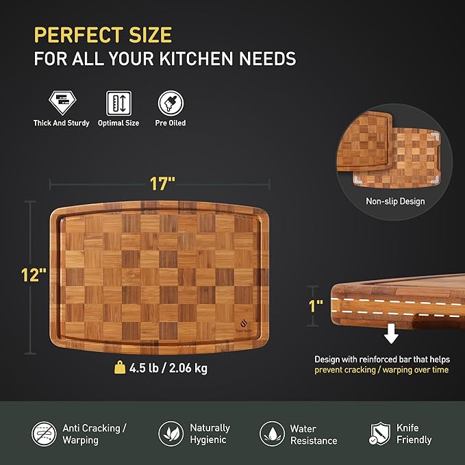 Bamboo Cutting Boards Non Toxic Wood Wooden Cutting Board for Kitchen Non Slip Christmas Xmas Birthday Law Step Stepmom Stepmother Have Everything Good Unique Useful Present