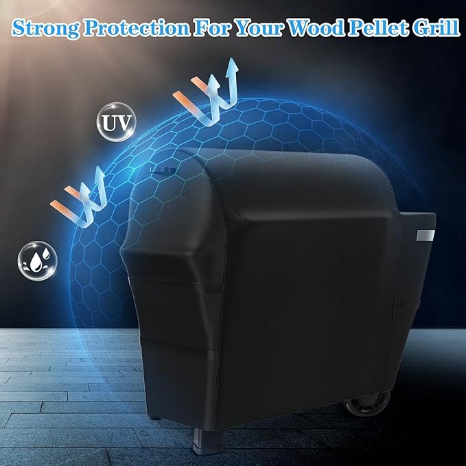 Utheer Grill Cover for Weber Searwood XL 600 Pellet Grill, Heavy Duty 600D Waterproof Fabric Grill Cover for Weber 3400146, Black