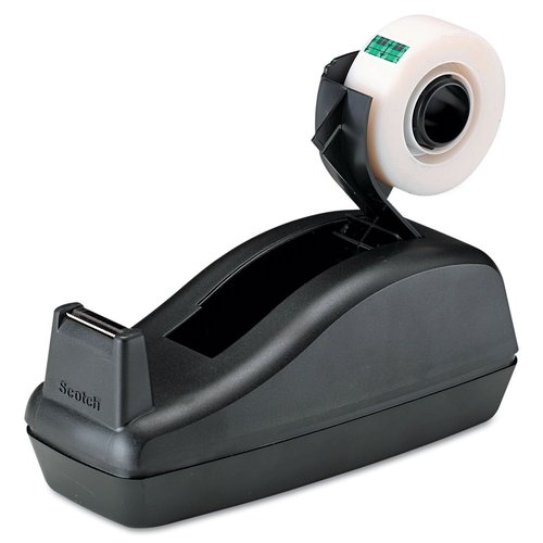 Scotch Deluxe Tape Dispenser - Black Metal & Plastic for 1 Inch Core Tapes | Stylish & Durable Design