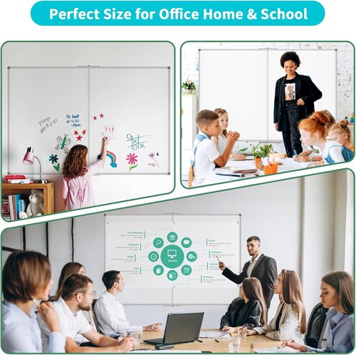 JILoffice Large Dry Erase Whiteboard - 60x40 Inches, Magnetic with Silver Aluminum Frame | Wall-Mounted for Office, Home & School