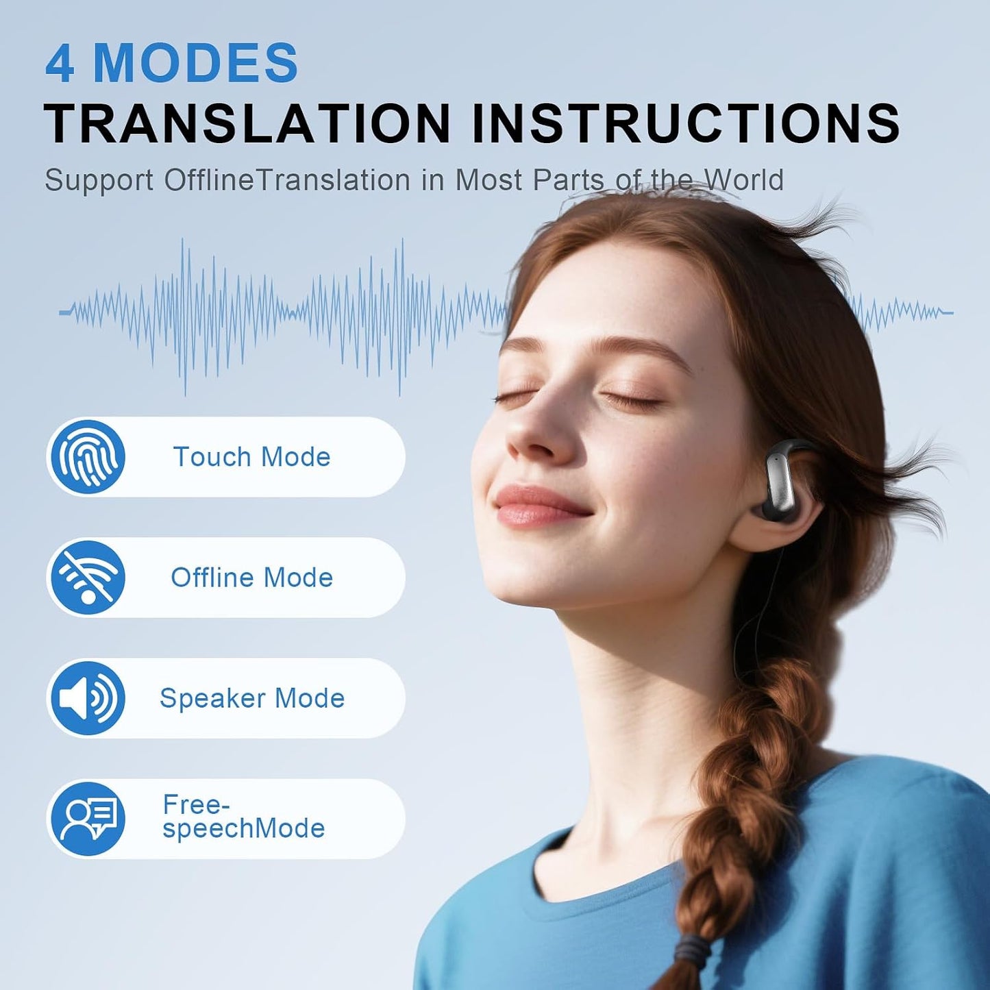 Skiennix AI Translation Earbuds - Real-Time Translator Earphones with 144 Languages | Bluetooth Noise Cancelling Headset for Travel & Business