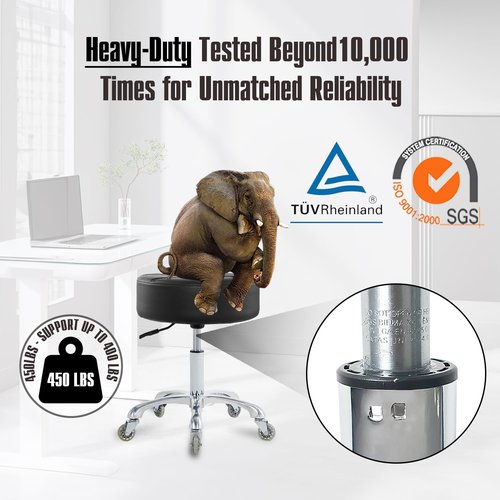 Ainilaily Rolling Stool - Adjustable Height Massage & Tattoo Chair with Heavy-Duty Swivel | Black