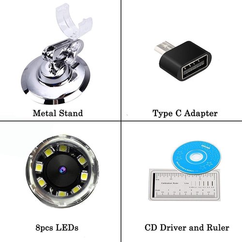 Jiusion Digital Microscope - 40 to 1000x Magnification, 8 LED Mini Camera with OTG Adapter | Compatible with Mac & Windows