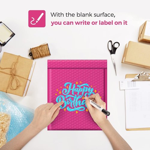 Fuxury Bubble Mailers - 8.5x12 Inch Self-Seal Adhesive Padded Envelopes | Water-Resistant Hot Pink, 250 Pack