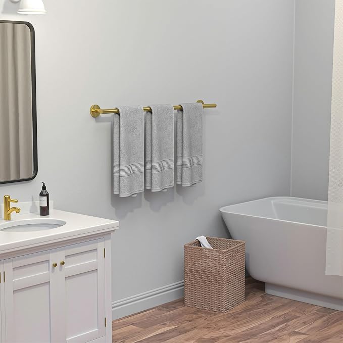 USHOWER Light Gold Bath Towel Bar, 30-Inch Towel Racks for Bathroom Wall-Mounted, SUS304 Stainless Steel Towel Rod (Total Length 32-Inch)