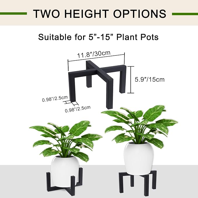 Plant Stand Indoor Outdoor, Heavy Duty Metal Plant Pot Holder, Mid Century Modern Planter Stands, Floor Flower Pot Holder, Fit 5-15 Inches Pots (Black, Fit 5-15 inch pots)