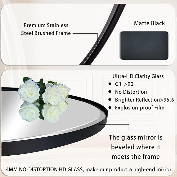 POZINO Oval Beveled Mirror, 22"x30" Bathroom Vanity Mirror Over Sink, Pill Shaped Capsule Wall Mounted Mirrors, Modern Oblong Mirrors for Living Room Bedroom Entryway, Hangs Vertically or Horizontally