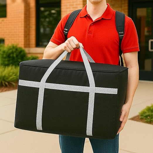 musbus Insulated Food Delivery Bag Cooler Bags Keep Food Warm Catering Therma for doordash Uber Eats Catering Shopper hot BLACK travel grocery pizza portable beach soft sided