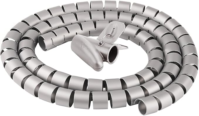 Cable Organizer Coiled Tube Sleeve Cable Cable Management Sleeve (Silver Length59inches Diameter1.1inches)