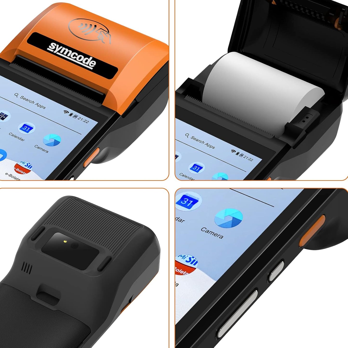 Symcode Mobile POS Terminal - High-Resolution Handheld Receipt Printer | Android 8.1, 4G, WiFi, Bluetooth, NFC