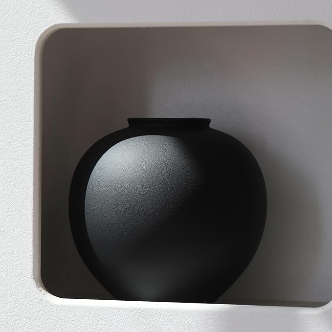 Extra Large Black Ceramic Flower vase Decorative Jar Oversize Modern Centerpiece Table Decorations,Round Shape Rustic Ceramic vases for Home Decor Dining Room(Black, 0807)